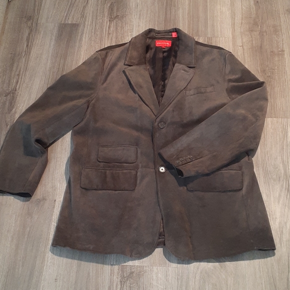 Mens Emanuel Ungaro Olive Green Suede Blazer XL - Picture 2 of 6